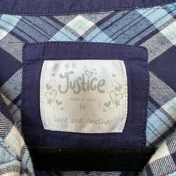 Save The Chubby Unicorns Plaid Flannel Button Down Shirt Girls SIZE 14 Unique - Picture 5 of 6